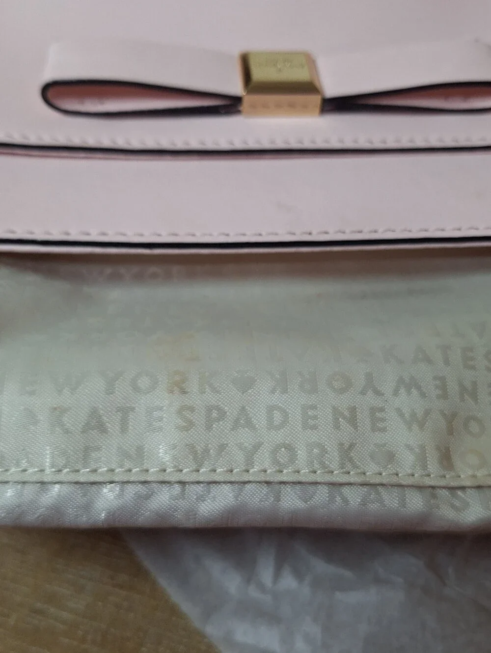 kate spade Pale Pink Bow Crossbody with Gold Accent